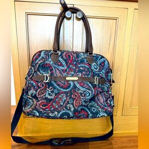 Chaps Paisley Travel Bag Carry On Saddle Bag - Handles and Shoulder Strap